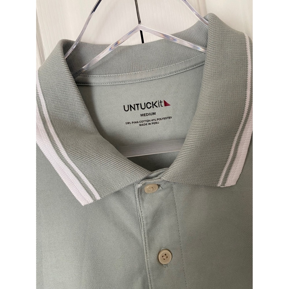 UNTUCKit Day Performance Polo Mens M Light Green Tipped Regular Fit  Preppy Golf